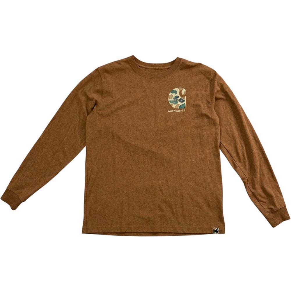 Carhartt Relaxed Fit Heavyweight Long Sleeve Camo Logo Graphic Tee Size L